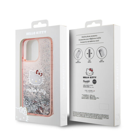 Hello Kitty Hello Kitty iPhone 14 Pro Max Silikonhülle - Liquid Glitter - Kitty Head Charms - Rosa Hello Kitty Hello Kitty iPhone 14 Pro Max Silikonhülle - Liquid Glitter - Kitty Head Charms - Rosa