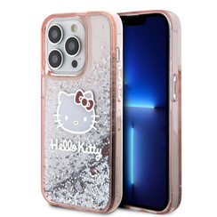 Hello Kitty iPhone 15 Pro TPU Back Cover - Liquid Glitter - Kitty Head Charms - Pink
