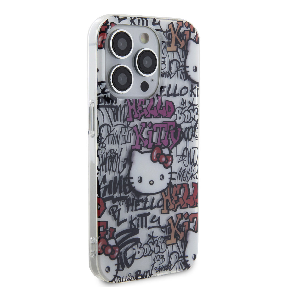 Hello Kitty Hello Kitty iPhone 14 Pro TPU Back Cover hoesje - Graffiti Tags - Wit, foto 4 van 6