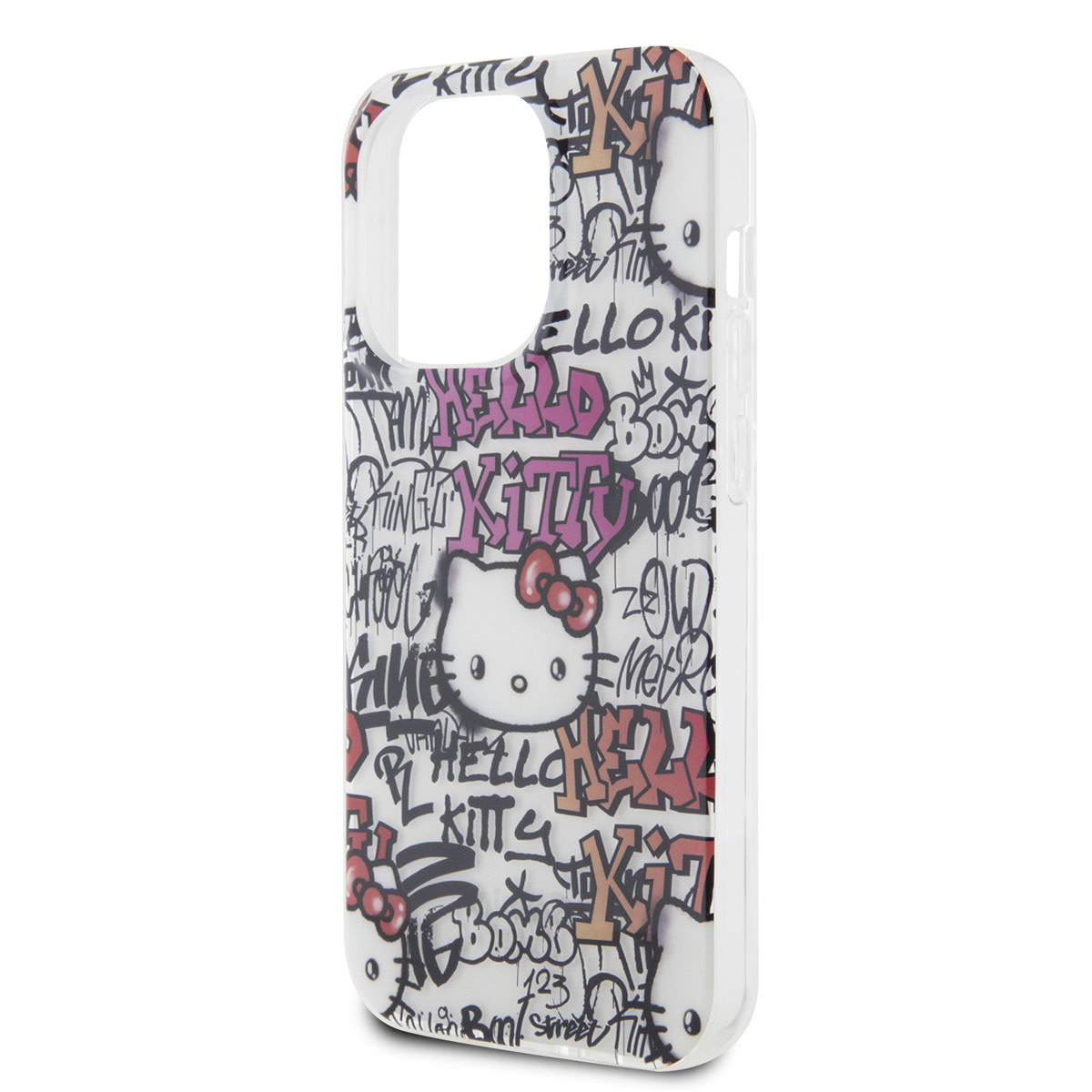 Hello Kitty Hello Kitty iPhone 14 Pro TPU Back Cover hoesje - Graffiti Tags - Wit, foto 5 van 6