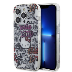 Hello Kitty Coque arrière en iPhone 15 Pro - Graffiti Tags - Blanc