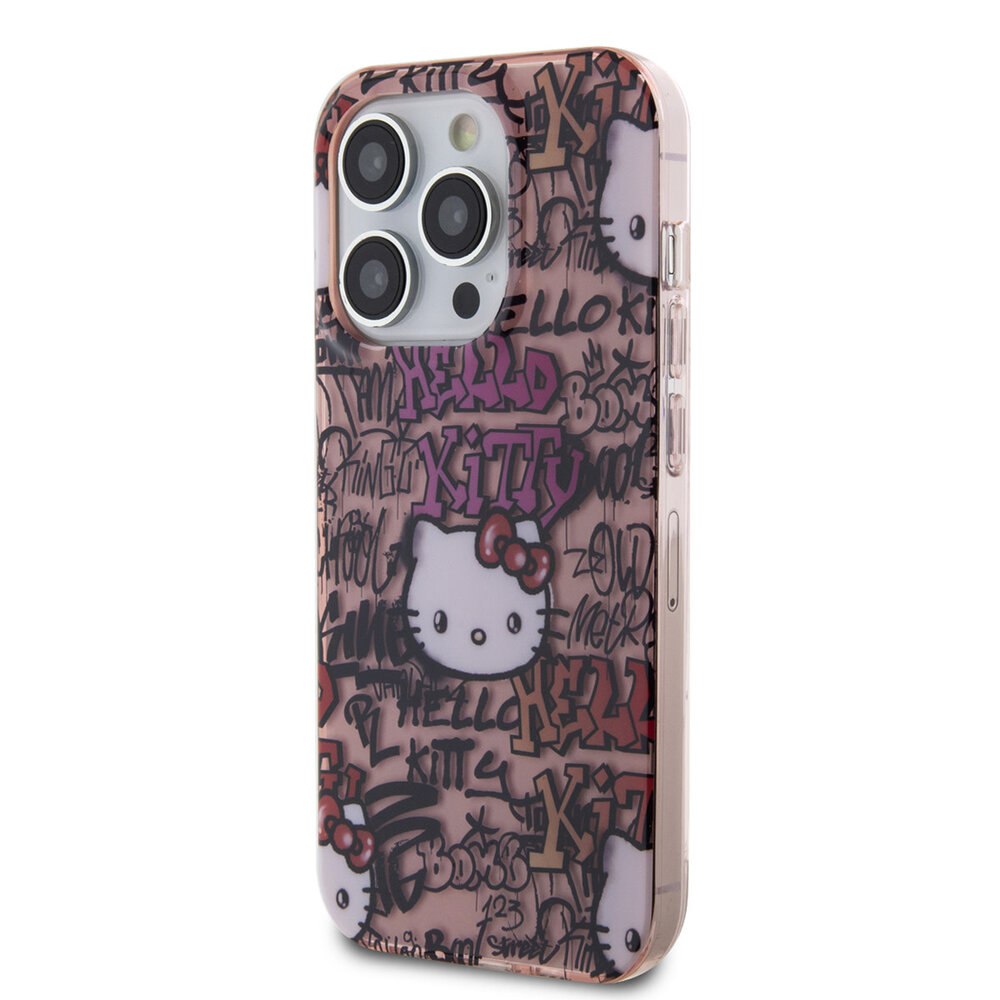 Hello Kitty Hello Kitty iPhone 15 Pro TPU Back Cover - Graffiti Tags - Pink Hello Kitty Hello Kitty iPhone 15 Pro TPU Back Cover - Graffiti Tags - Pink
