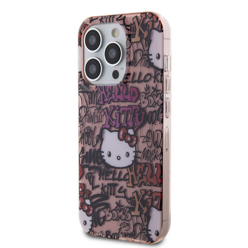 Hello Kitty Hello Kitty iPhone 15 Pro TPU Back Cover - Graffiti Tags - Pink