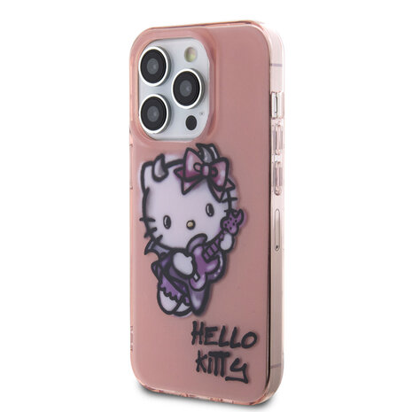 Hello Kitty Hello Kitty Coque arrière en iPhone 15 Pro - Graffiti Guitar - Rose Hello Kitty Hello Kitty Coque arrière en iPhone 15 Pro - Graffiti Guitar - Rose