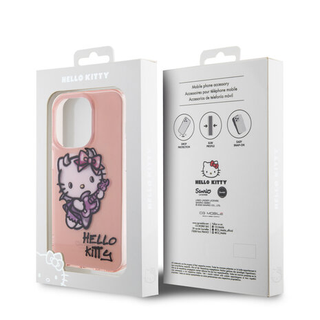 Hello Kitty Hello Kitty Coque arrière en iPhone 15 Pro - Graffiti Guitar - Rose Hello Kitty Hello Kitty Coque arrière en iPhone 15 Pro - Graffiti Guitar - Rose