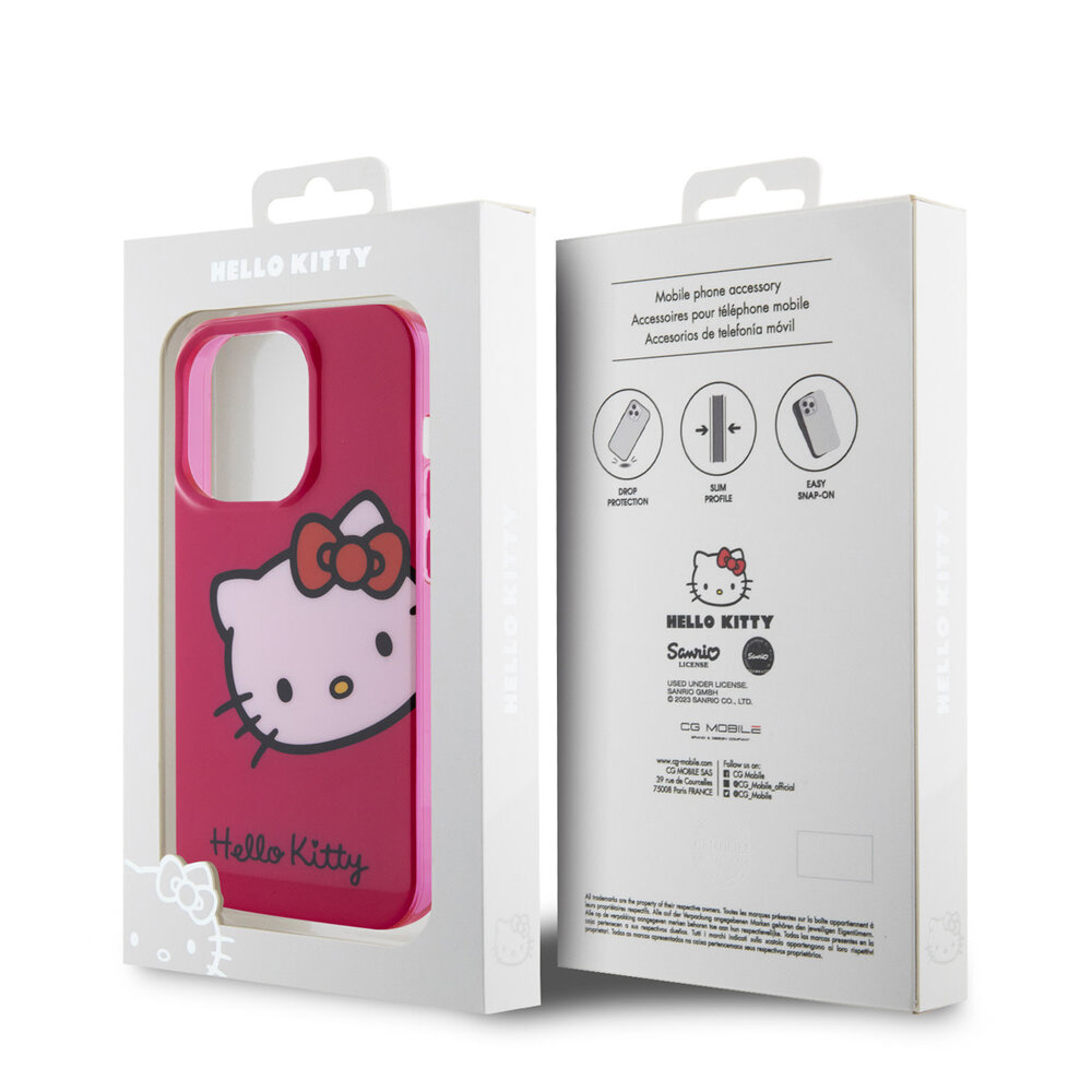 Hello Kitty Hello Kitty iPhone 15 Pro TPU Back Cover - Kitty Head - Pink Hello Kitty Hello Kitty iPhone 15 Pro TPU Back Cover - Kitty Head - Pink