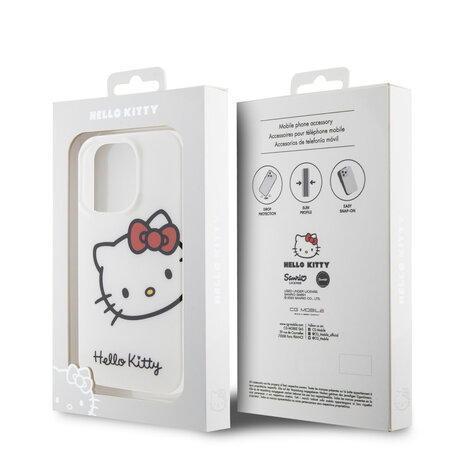Hello Kitty Hello Kitty iPhone 15 Pro TPU Back Cover - Kitty Head - White Hello Kitty Hello Kitty iPhone 15 Pro TPU Back Cover - Kitty Head - White