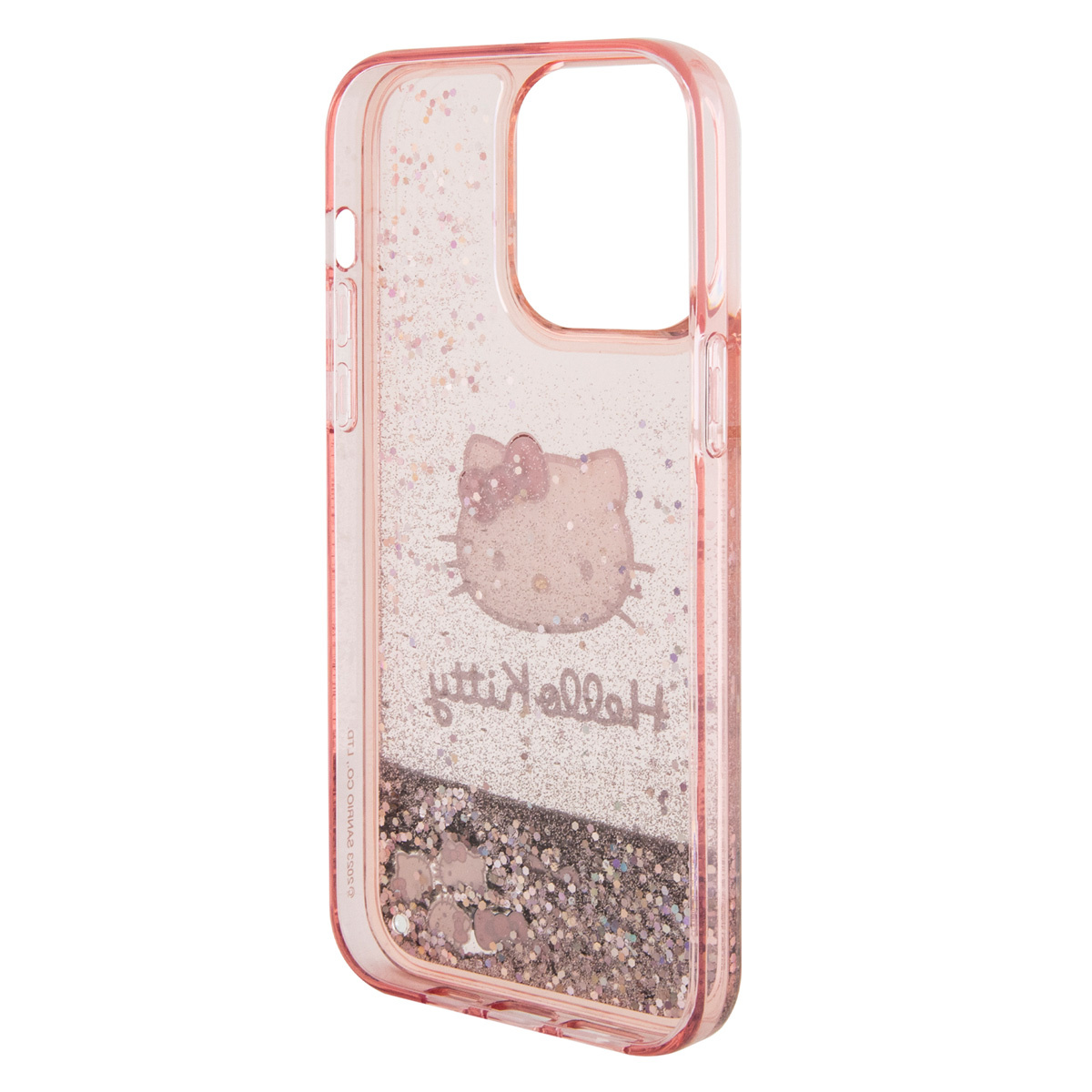 Hello Kitty Hello Kitty iPhone 14 Pro Max TPU Back Cover hoesje - Liquid Glitter - Kitty Head Charms - Roze, foto 6 van 6