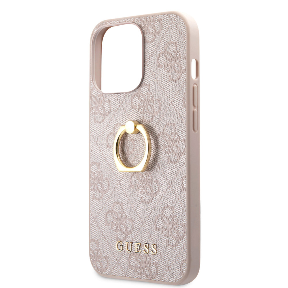 Guess Guess iPhone 15 Pro Hardcase hoesje - 4G - Met Ringhouder - Roze Guess Guess iPhone 15 Pro Hardcase hoesje - 4G - Met Ringhouder - Roze