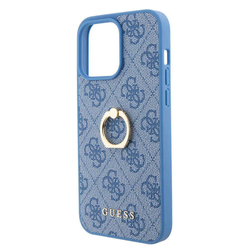 Guess Guess iPhone 15 Pro Hardcase - 4G - With Ring Holder - Blue Guess Guess iPhone 15 Pro Hardcase - 4G - With Ring Holder - Blue