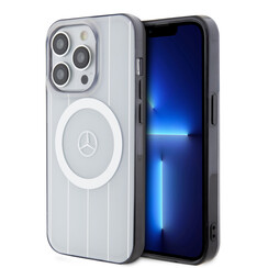 Mercedes-Benz iPhone 15 Pro Hardcase-Rückseite - Double Layer Magsafe Case - Crossed Lines - Weiß
