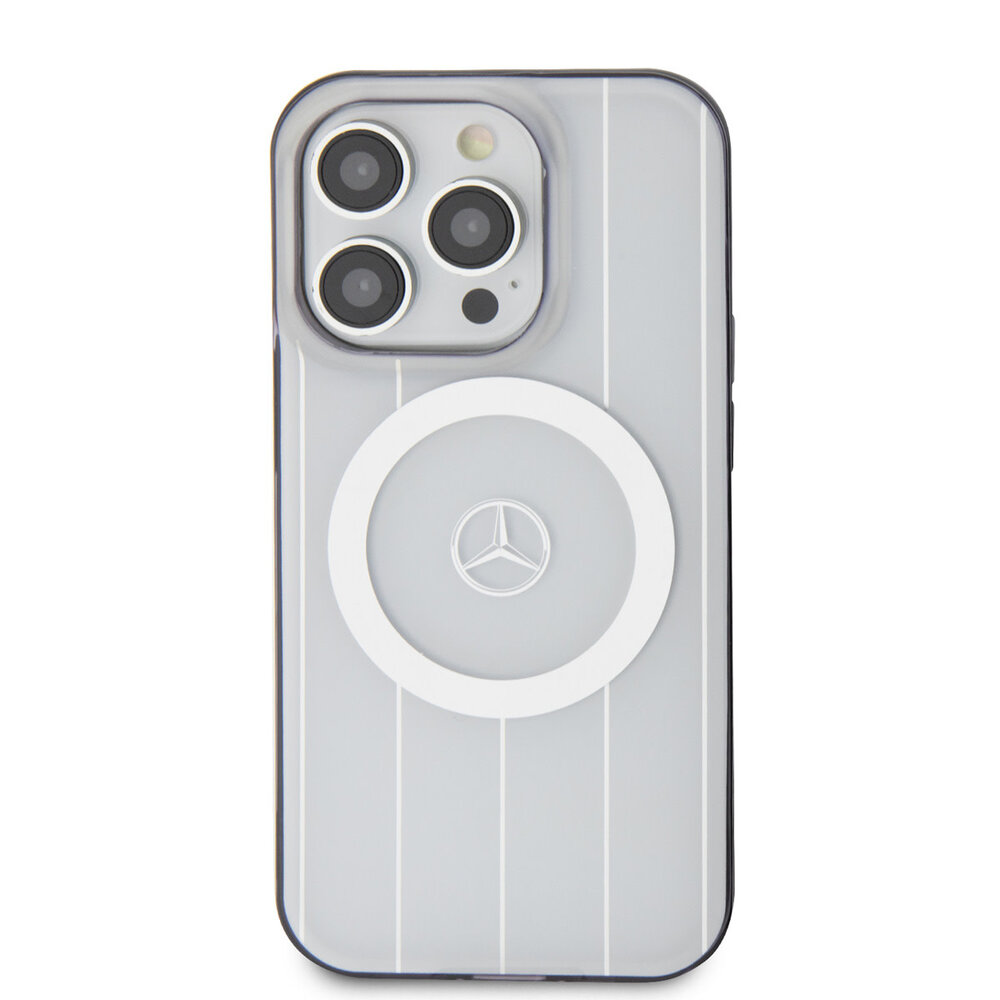 Mercedes-Benz Mercedes-Benz iPhone 15 Pro Hardcase hoesje - Double Layer Magsafe Case - Crossed Lines - Wit Mercedes-Benz Mercedes-Benz iPhone 15 Pro Hardcase hoesje - Double Layer Magsafe Case - Crossed Lines - Wit