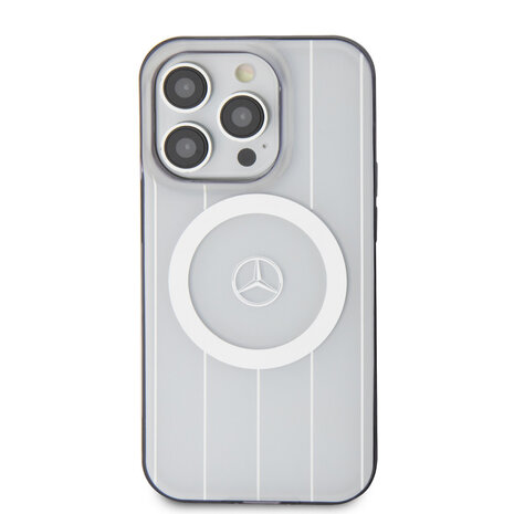 Mercedes-Benz Mercedes-Benz iPhone 15 Pro Hardcase hoesje - Double Layer Magsafe Case - Crossed Lines - Wit Mercedes-Benz Mercedes-Benz iPhone 15 Pro Hardcase hoesje - Double Layer Magsafe Case - Crossed Lines - Wit