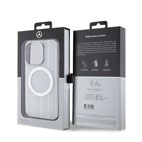 Mercedes-Benz Mercedes-Benz iPhone 15 Pro Hardcase hoesje - Double Layer Magsafe Case - Crossed Lines - Wit Mercedes-Benz Mercedes-Benz iPhone 15 Pro Hardcase hoesje - Double Layer Magsafe Case - Crossed Lines - Wit