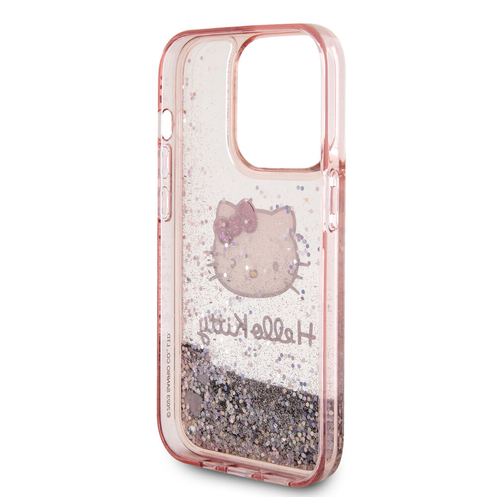 Hello Kitty Hello Kitty Coque arrière en iPhone 15 Pro - Liquid Glitter - Kitty Head Charms - Rose Hello Kitty Hello Kitty Coque arrière en iPhone 15 Pro - Liquid Glitter - Kitty Head Charms - Rose