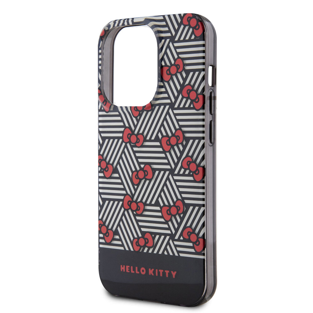 Hello Kitty Hello Kitty Coque arrière en iPhone 15 Pro - Bow Pattern - Stripes - Noir Hello Kitty Hello Kitty Coque arrière en iPhone 15 Pro - Bow Pattern - Stripes - Noir