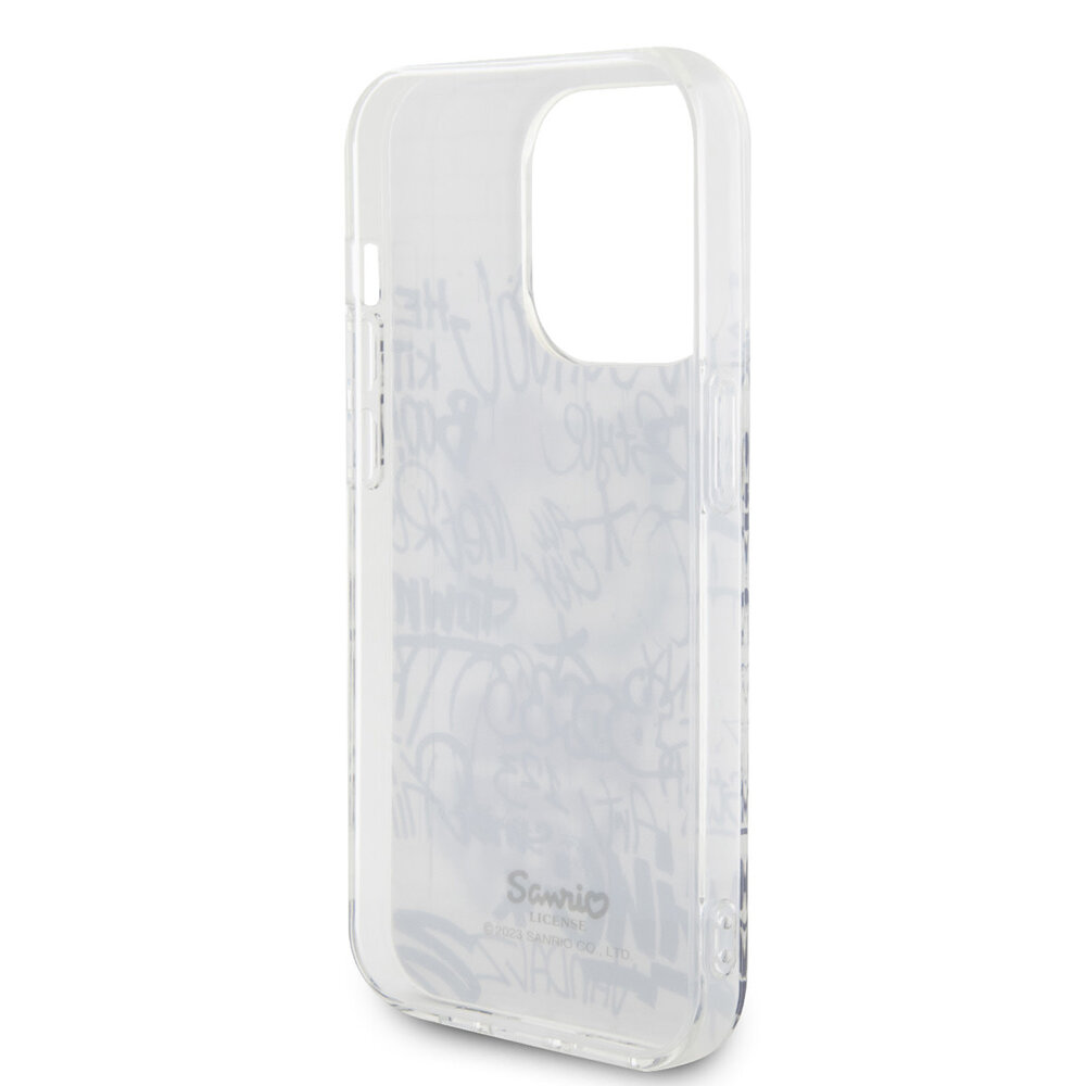 Hello Kitty Hello Kitty iPhone 15 Pro TPU Back Cover - Graffiti Kitty on bricks - White Hello Kitty Hello Kitty iPhone 15 Pro TPU Back Cover - Graffiti Kitty on bricks - White