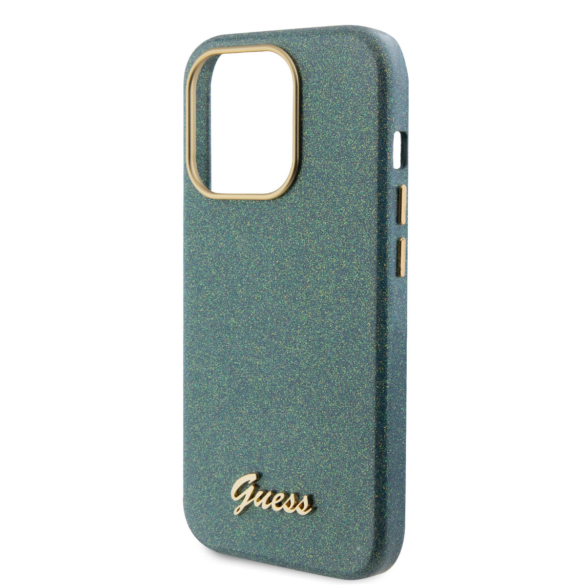 Guess Guess iPhone 15 Pro TPU Back Cover hoesje - Glitter Glossy Script - Khaki, foto 5 van 6