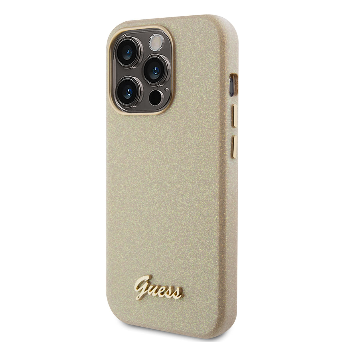 Guess Guess iPhone 15 Pro TPU Back Cover hoesje - Glitter Glossy Script - Goud, foto 2 van 6