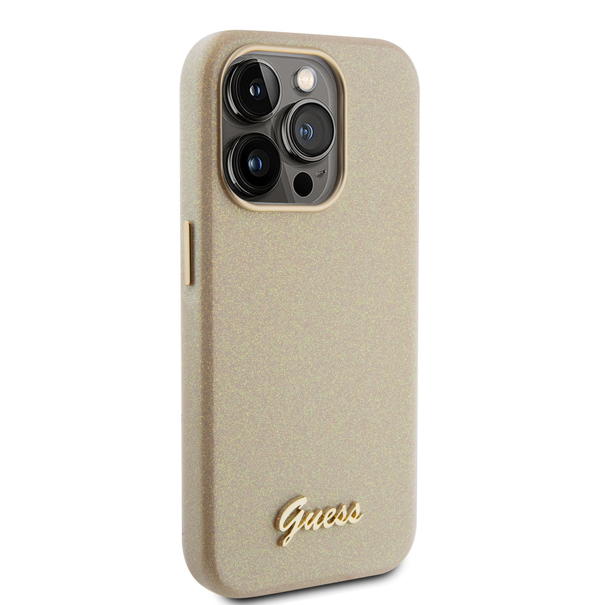 Guess Guess iPhone 15 Pro TPU Back Cover hoesje - Glitter Glossy Script - Goud, foto 4 van 6