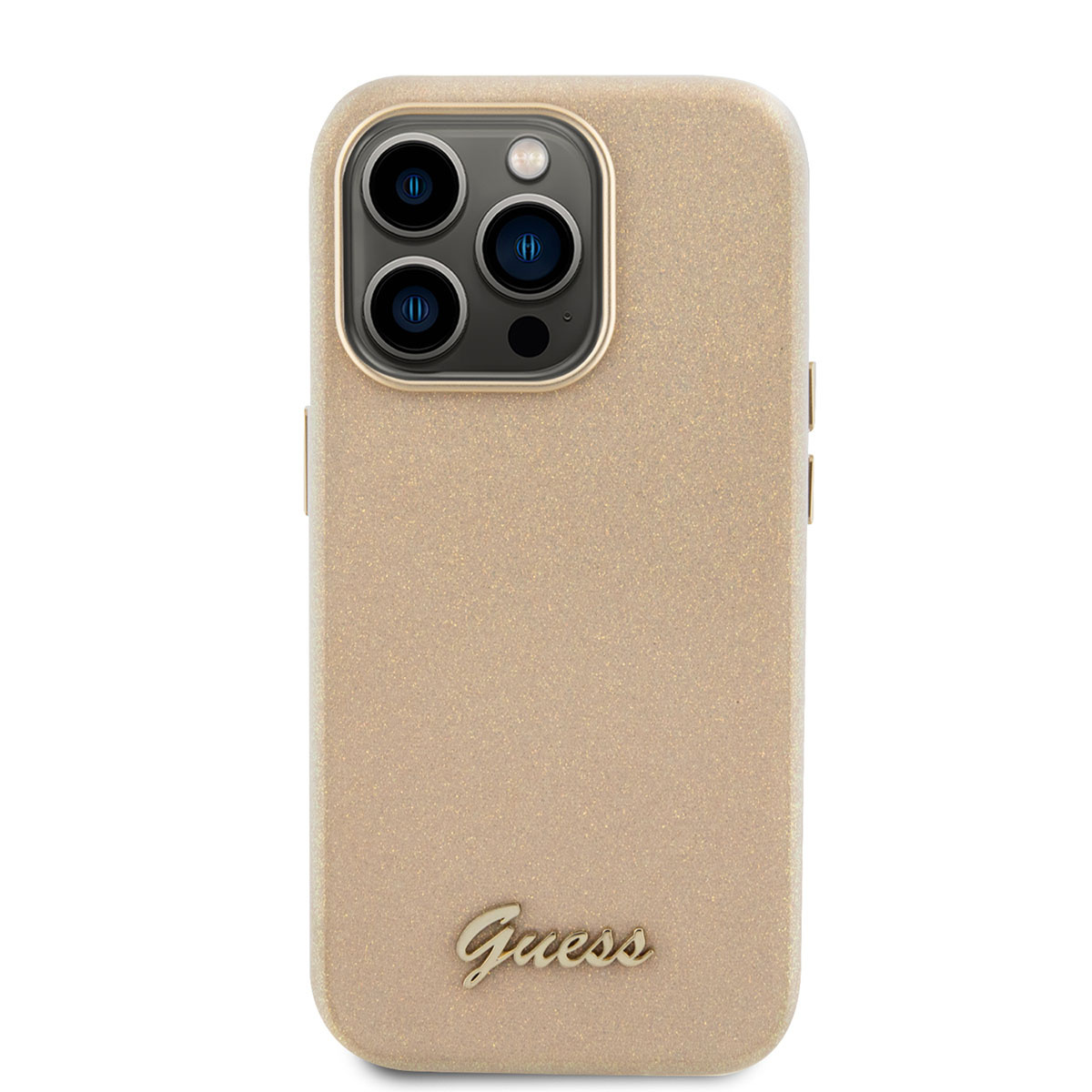 Guess Guess iPhone 15 Pro TPU Back Cover hoesje - Glitter Glossy Script - Goud, foto 3 van 6