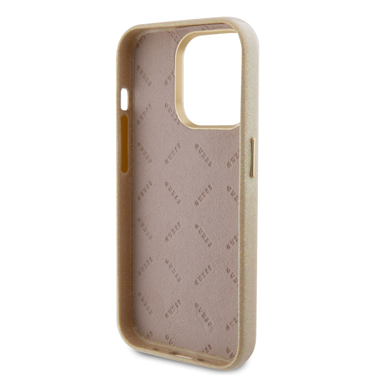 Guess Guess iPhone 15 Pro TPU Back Cover hoesje - Glitter Glossy Script - Goud, foto 6 van 6