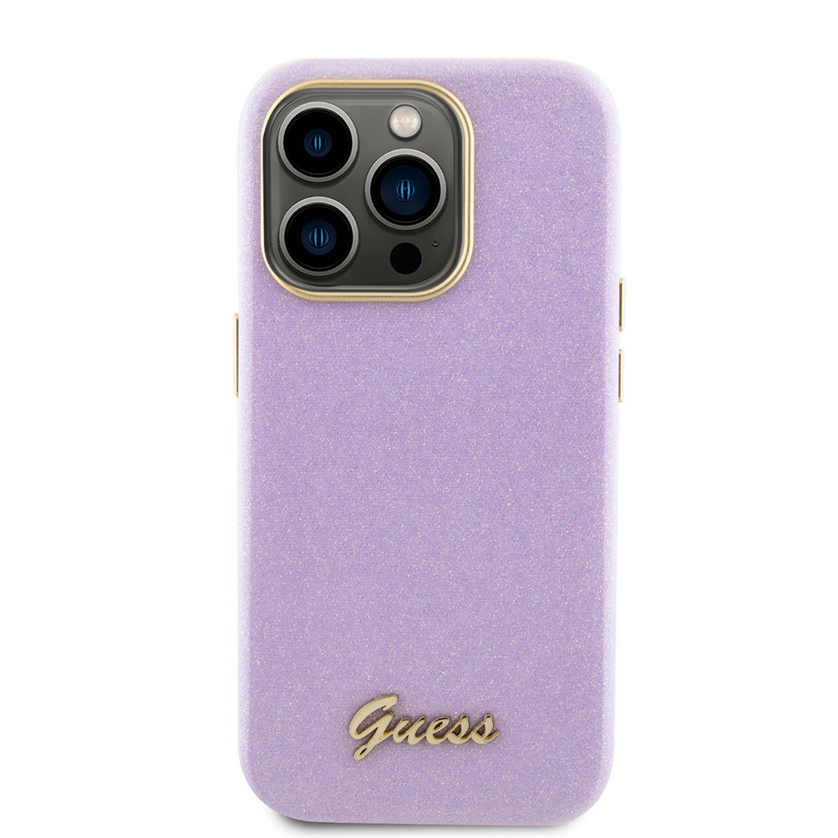 Guess Guess iPhone 15 Pro TPU Back Cover hoesje - Glitter Glossy Script - Lila, foto 3 van 6