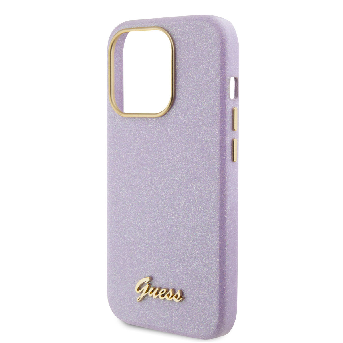 Guess Guess iPhone 15 Pro TPU Back Cover hoesje - Glitter Glossy Script - Lila, foto 5 van 6