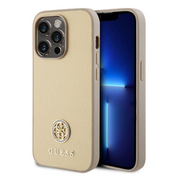 Guess iPhone 15 Pro TPU Back Cover - 4G Metal Logo - Strass - Gold