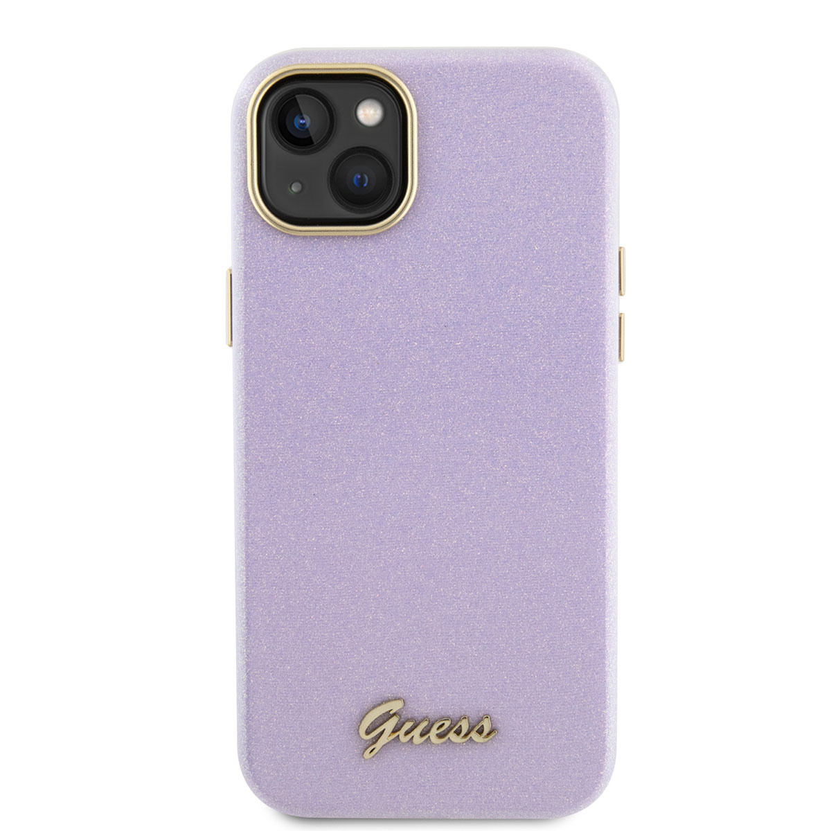 Guess Guess iPhone 15 & 14 Plus TPU Back Cover hoesje - Glitter Glossy Script - Lila, foto 3 van 6