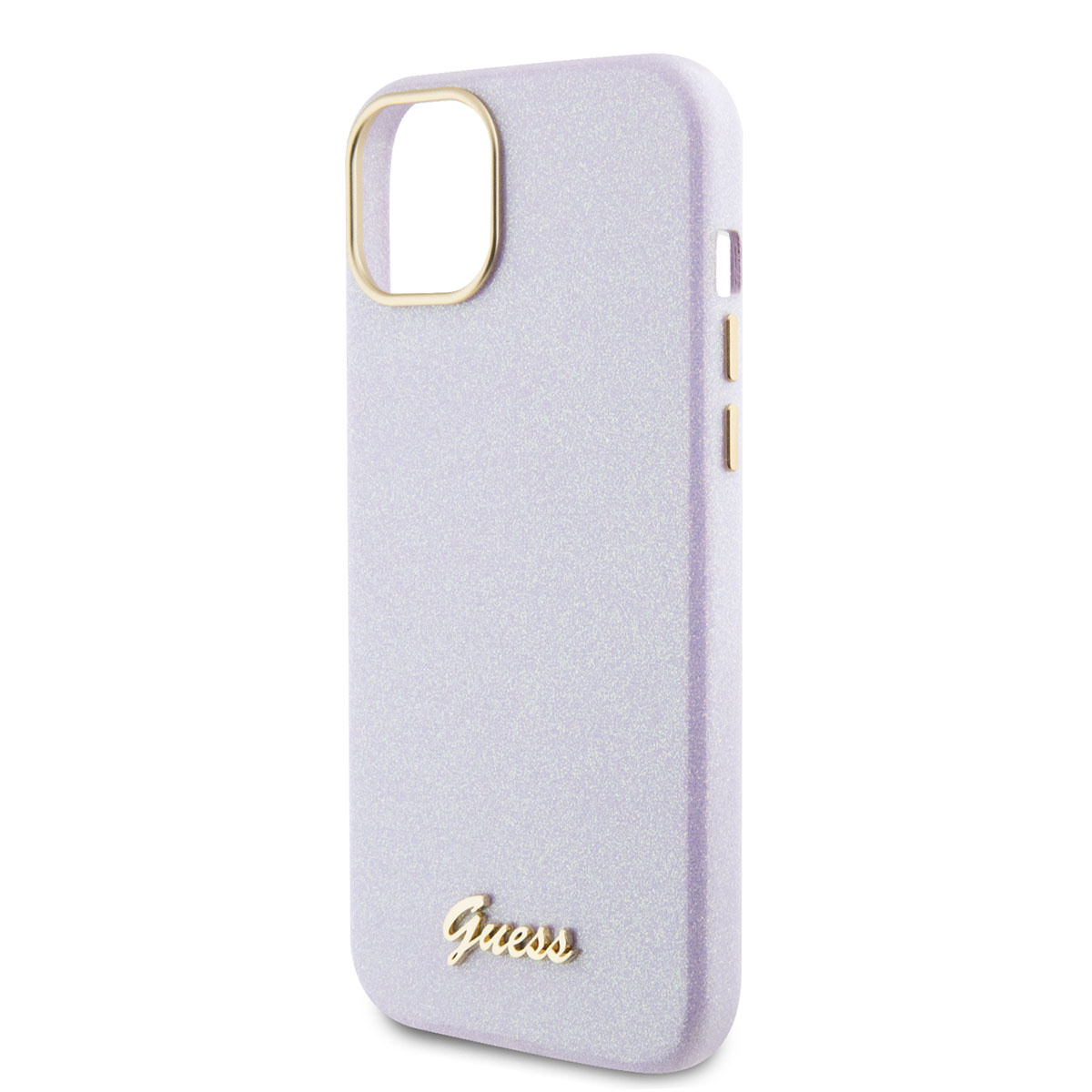 Guess Guess iPhone 15 & 14 Plus TPU Back Cover hoesje - Glitter Glossy Script - Lila, foto 5 van 6