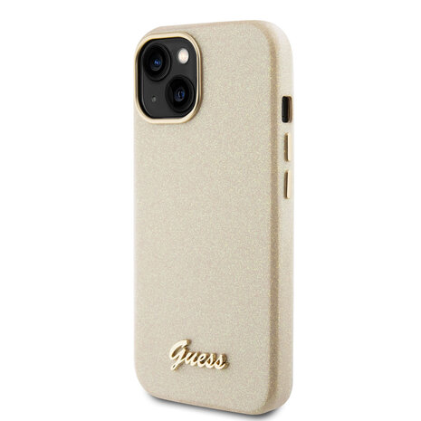 Guess Guess iPhone 15 Silikonhülle - Glitter Glossy Script - Gold Guess Guess iPhone 15 Silikonhülle - Glitter Glossy Script - Gold