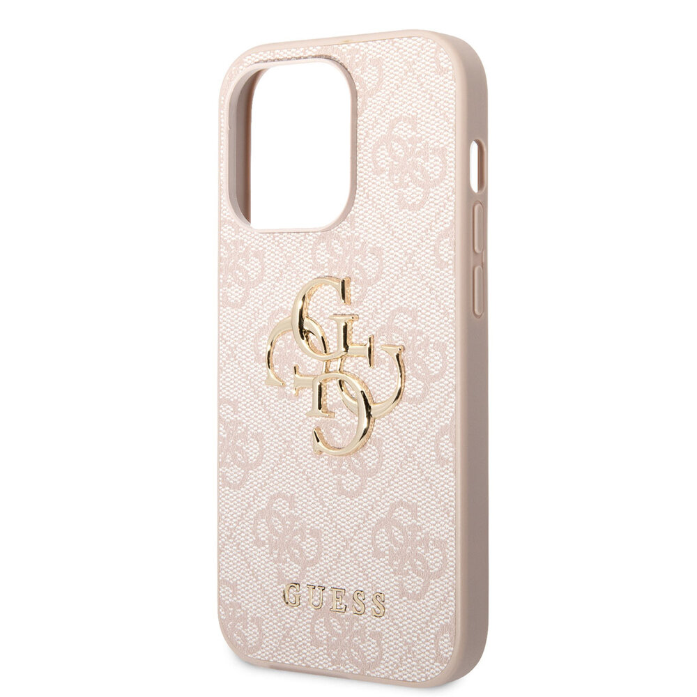Guess Guess iPhone 15 Pro Max Hardcase hoesje - 4G - Big Metal Logo - Roze Guess Guess iPhone 15 Pro Max Hardcase hoesje - 4G - Big Metal Logo - Roze