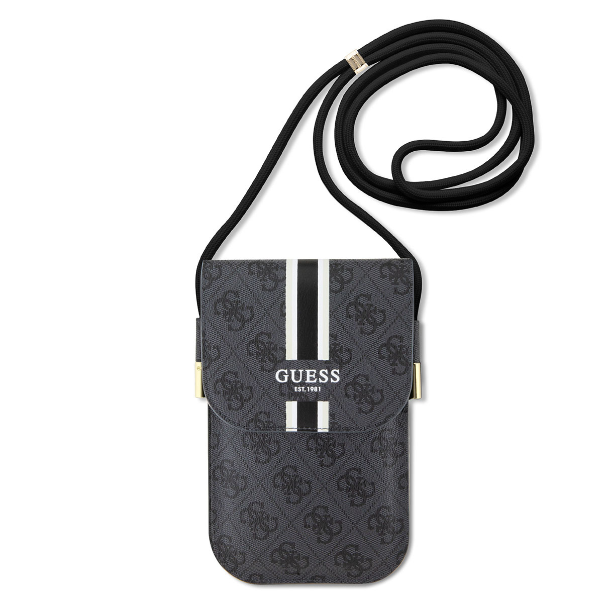 Guess Guess PU Leather Telefoontas - Wallet Bag - 4G Stripes - Zwart