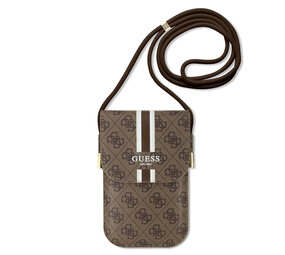 Guess Guess PU Leather Telefoontas - Wallet Bag - 4G Stripes - Bruin Guess Guess PU Leather Telefoontas - Wallet Bag - 4G Stripes - Bruin