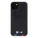 BMW BMW Coque arriere en iPhone 15 & 14 Plus - Genuine Leather - Tricolor Stamp - Noir BMW BMW Coque arriere en iPhone 15 & 14 Plus - Genuine Leather - Tricolor Stamp - Noir