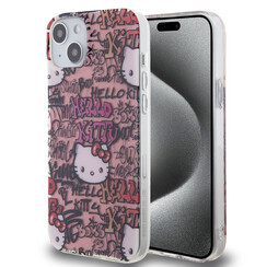 Hello Kitty iPhone 15 & 14 Plus SilikonHulle - Graffiti Tags - Rosa