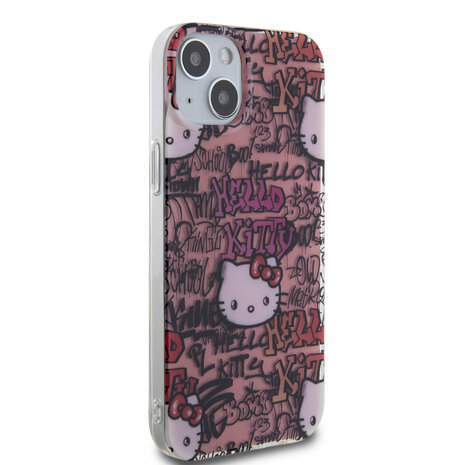 Hello Kitty Hello Kitty iPhone 15 & 14 Plus TPU Back Cover hoesje - Graffiti Tags - Roze Hello Kitty Hello Kitty iPhone 15 & 14 Plus TPU Back Cover hoesje - Graffiti Tags - Roze