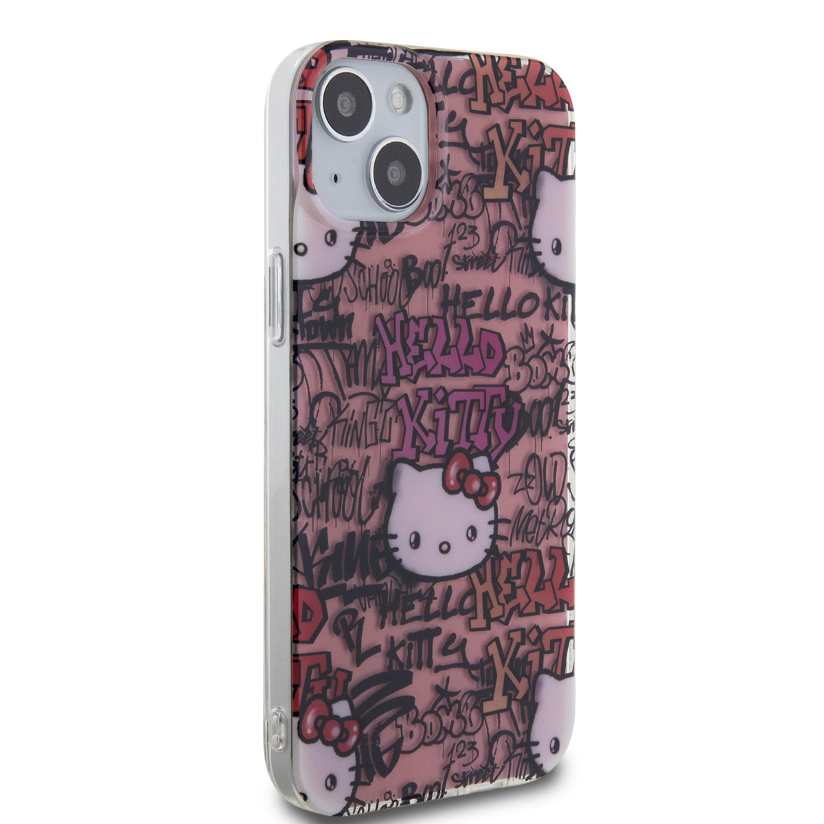 Hello Kitty Hello Kitty iPhone 15 & 14 Plus TPU Back Cover hoesje - Graffiti Tags - Roze, foto 4 van 6