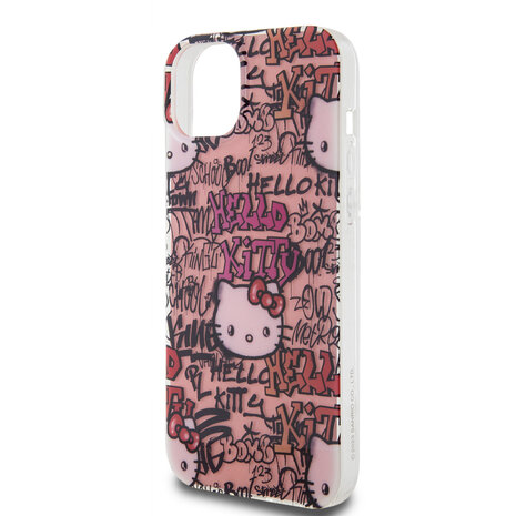 Hello Kitty Hello Kitty iPhone 15 & 14 Plus TPU Back Cover hoesje - Graffiti Tags - Roze Hello Kitty Hello Kitty iPhone 15 & 14 Plus TPU Back Cover hoesje - Graffiti Tags - Roze