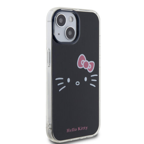 Hello Kitty Hello Kitty iPhone 15 TPU Back Cover hoesje - Kitty Face - Zwart Hello Kitty Hello Kitty iPhone 15 TPU Back Cover hoesje - Kitty Face - Zwart