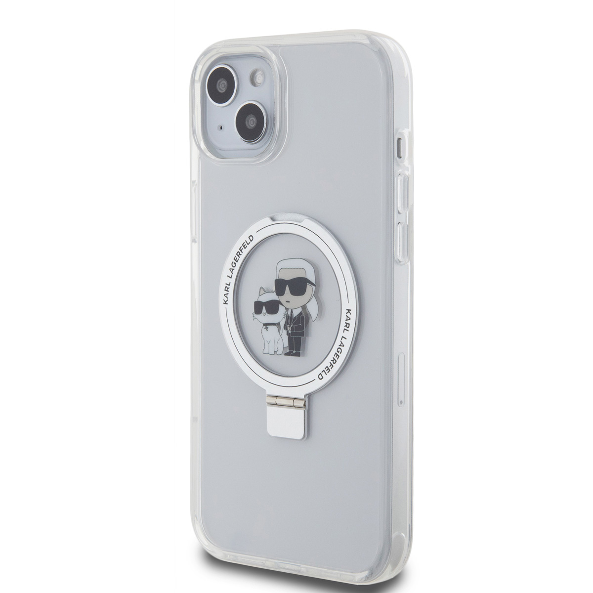 Karl Lagerfeld Karl Lagerfeld iPhone 15 & 14 Plus Hardcase hoesje - Magsafe compatible - Ringstand - K&C - Wit, foto 2 van 6