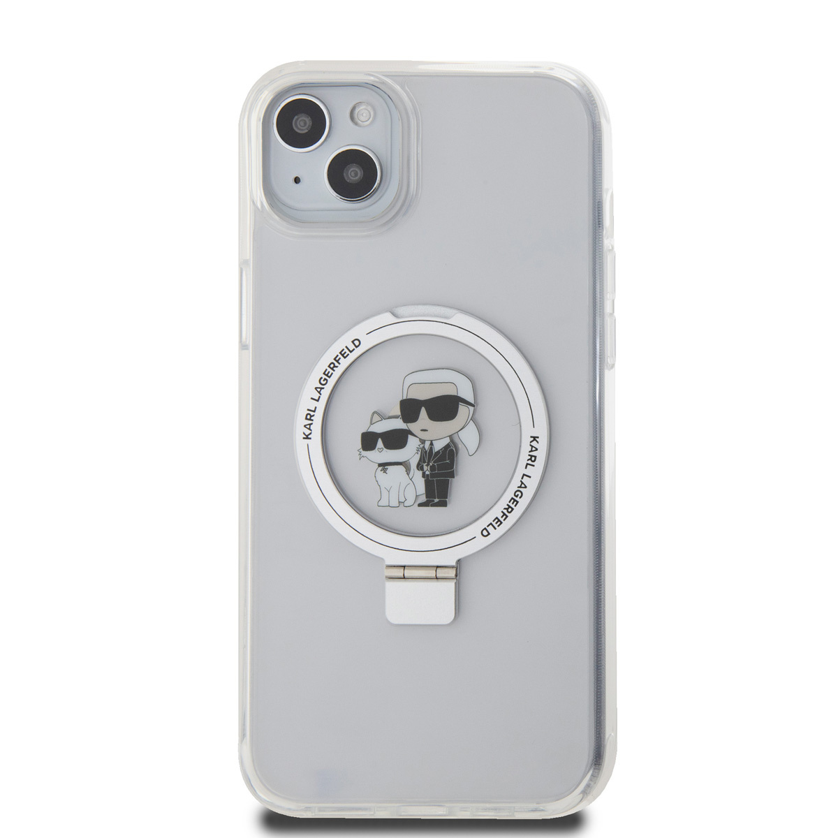 Karl Lagerfeld Karl Lagerfeld iPhone 15 & 14 Plus Hardcase hoesje - Magsafe compatible - Ringstand - K&C - Wit, foto 3 van 6