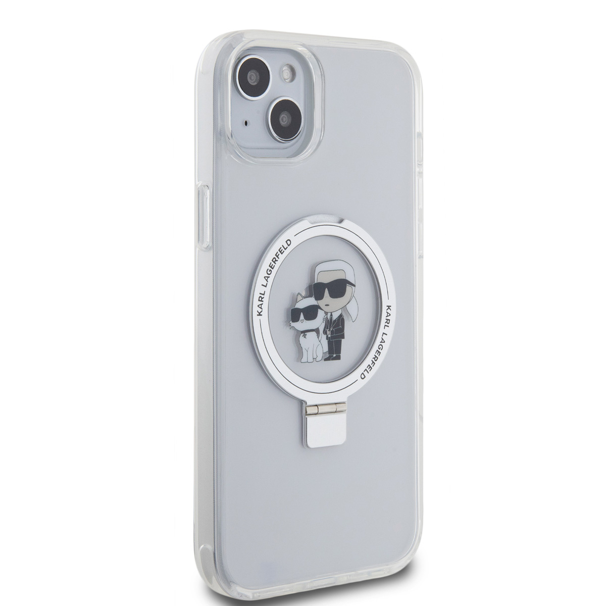 Karl Lagerfeld Karl Lagerfeld iPhone 15 & 14 Plus Hardcase hoesje - Magsafe compatible - Ringstand - K&C - Wit, foto 4 van 6