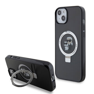 Coque iPhone 13 - Karl Lagerfeld similicuir monogramme embossé et plaque  métallique avec logo - Noir et rose - Acheter sur PhoneLook