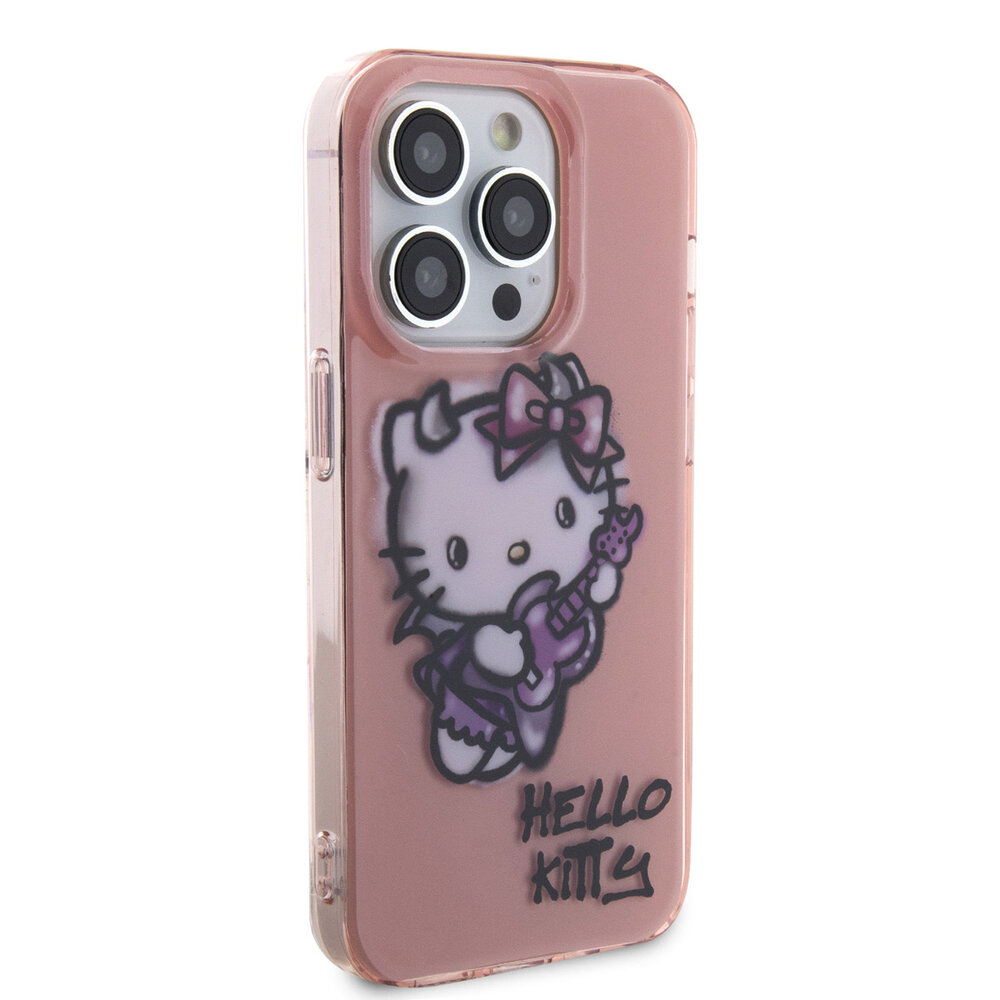 Hello Kitty Hello Kitty iPhone 14 Pro Max TPU Back Cover hoesje - Graffiti Guitar - Roze Hello Kitty Hello Kitty iPhone 14 Pro Max TPU Back Cover hoesje - Graffiti Guitar - Roze