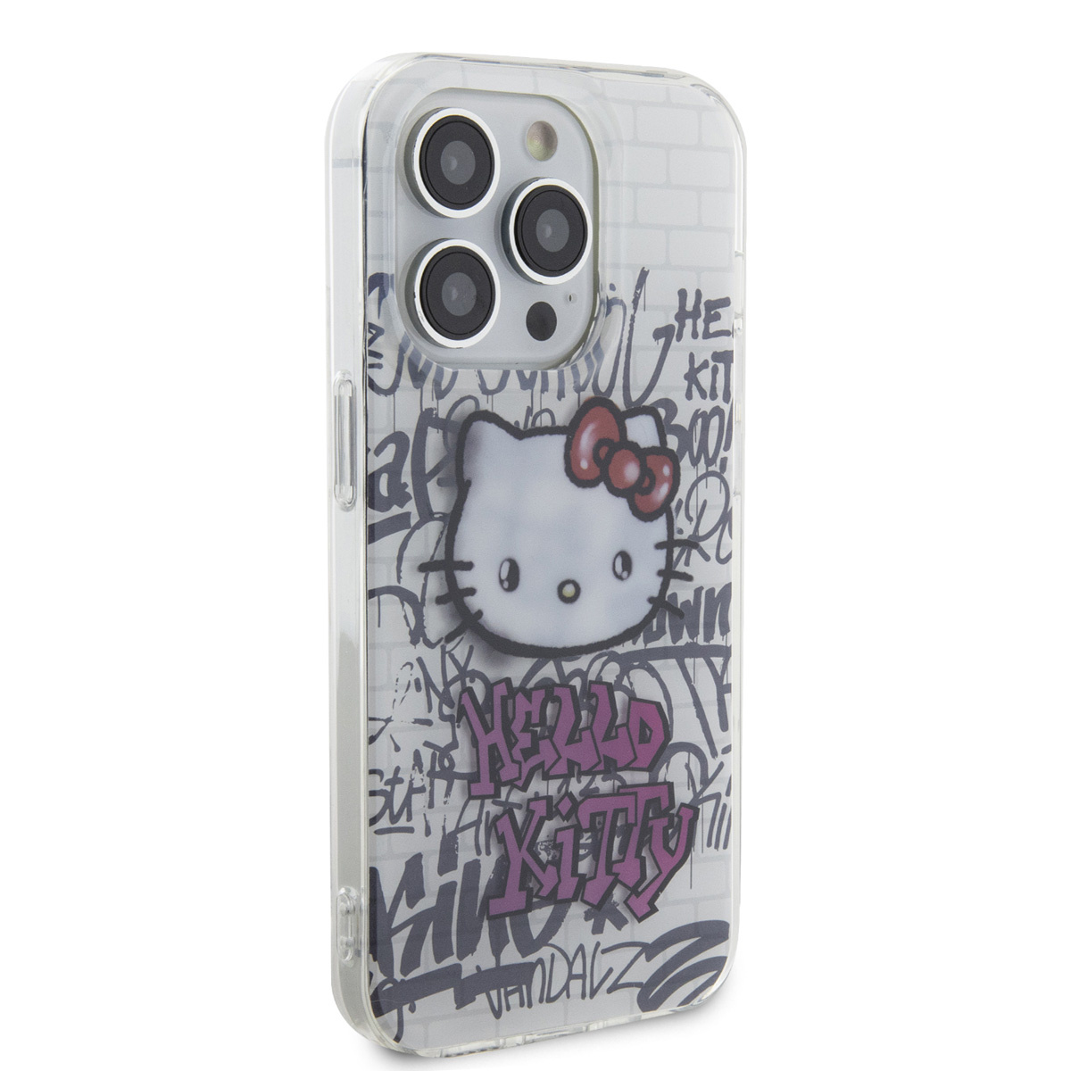 Hello Kitty Hello Kitty iPhone 14 Pro Max TPU Back Cover hoesje - Graffiti Kitty on bricks - Wit, foto 4 van 6