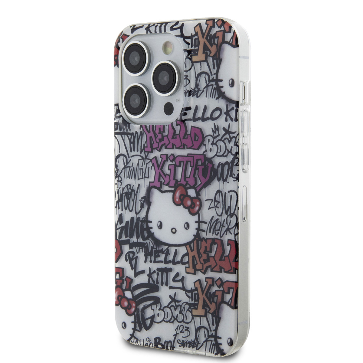 Hello Kitty Hello Kitty iPhone 14 Pro Max TPU Back Cover hoesje - Graffiti Tags - Wit, foto 2 van 6