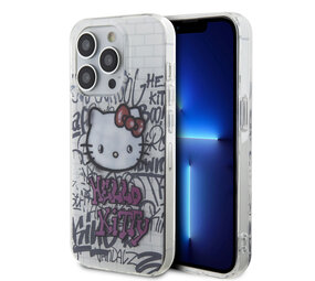 Hello Kitty Hello Kitty iPhone 15 Pro Max TPU Back Cover hoesje - Graffiti Kitty on bricks - Wit Hello Kitty Hello Kitty iPhone 15 Pro Max TPU Back Cover hoesje - Graffiti Kitty on bricks - Wit