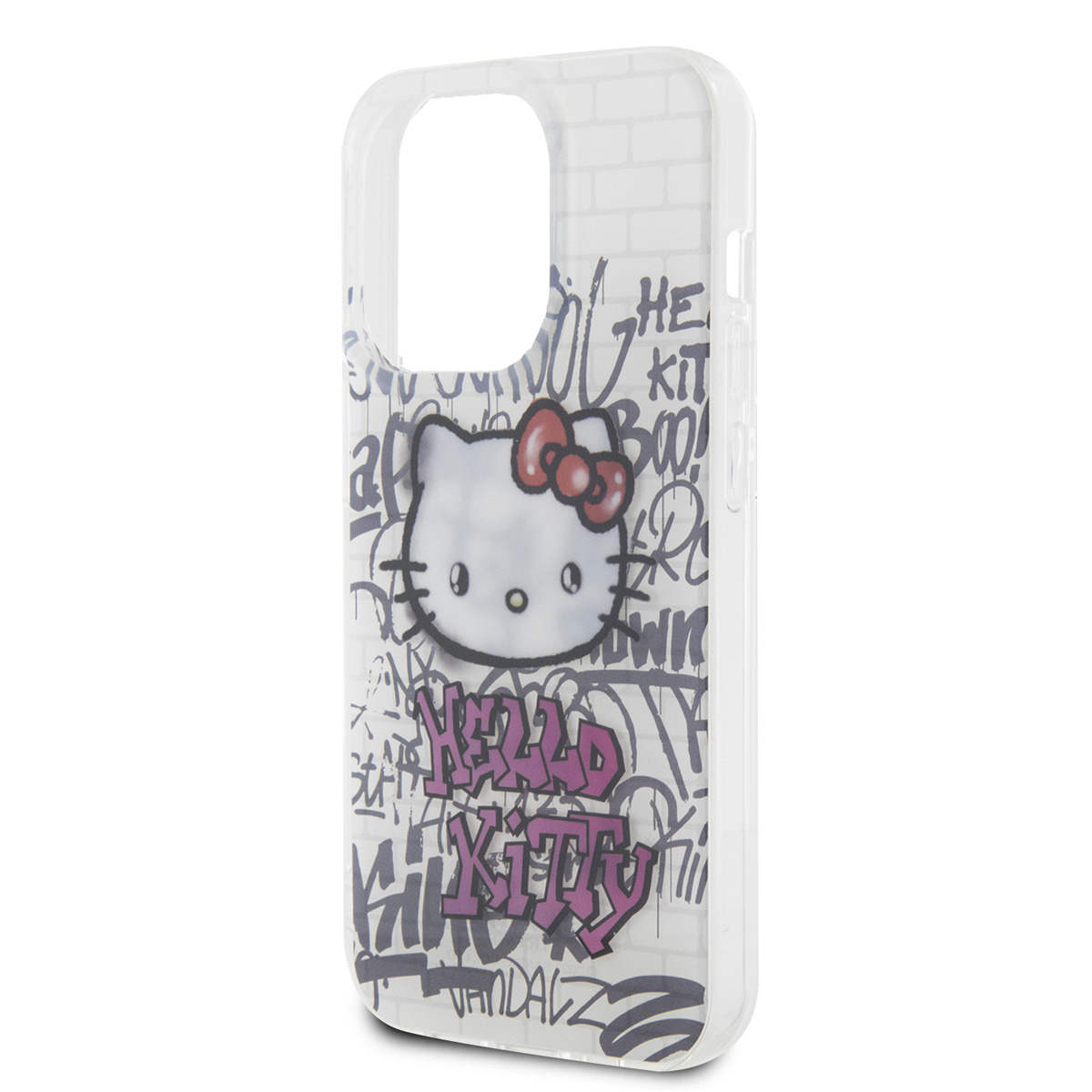 Hello Kitty Hello Kitty iPhone 15 Pro Max TPU Back Cover hoesje - Graffiti Kitty on bricks - Wit, foto 5 van 6